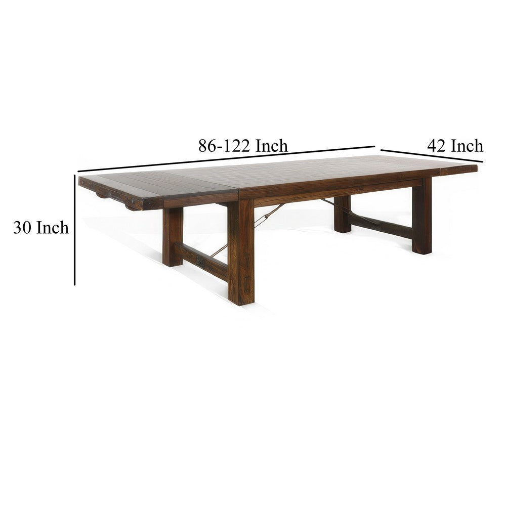 Reggie Dining Table, Brown Mahogany Rectangular Extendable 86-122"