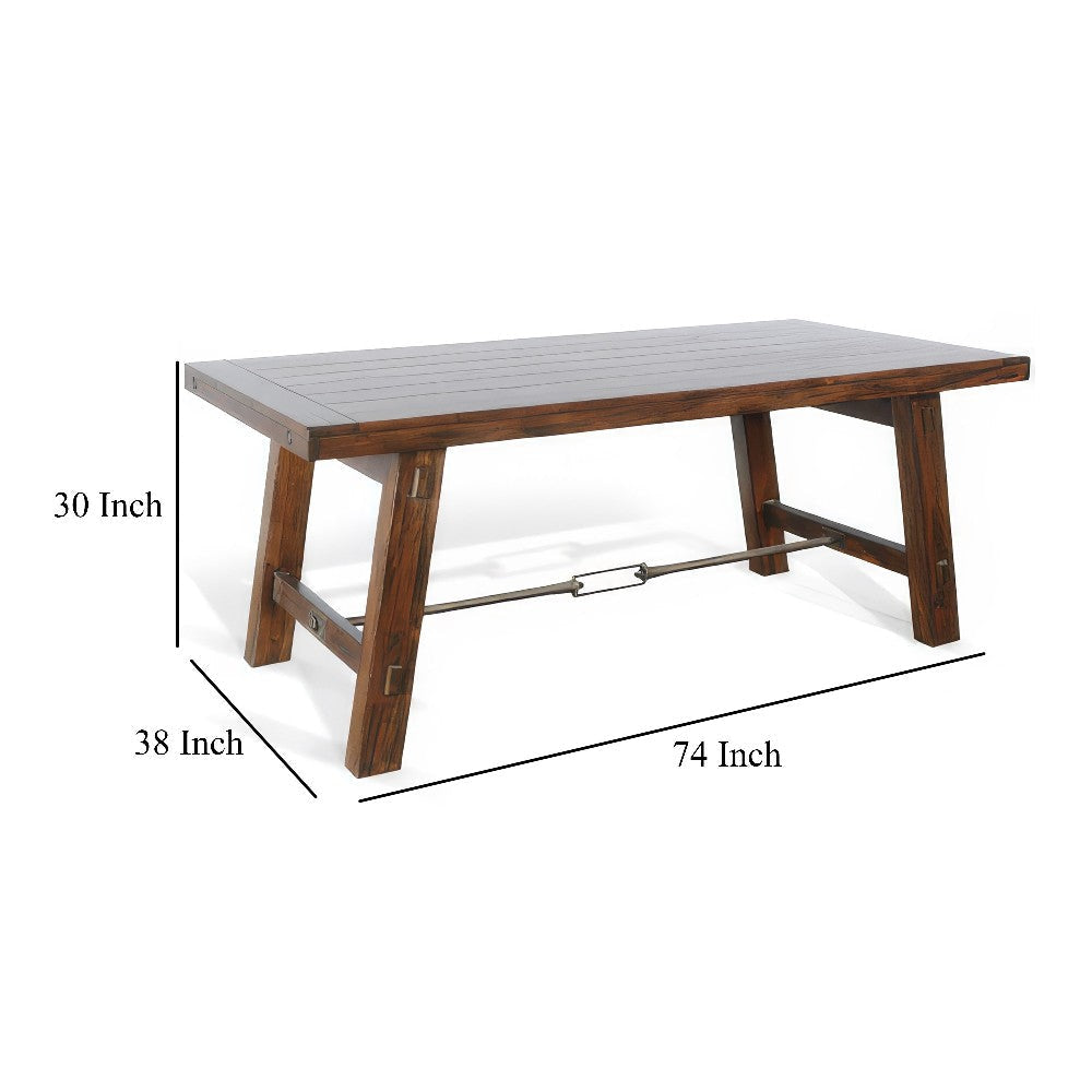 Reggie Dining Table Turnbuckle Stretcher 74’’ Brown Mahogany Wood BM324815