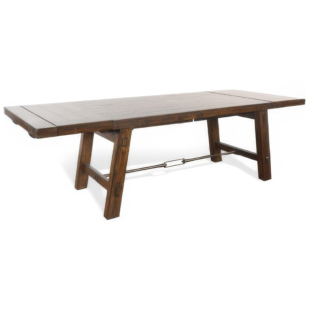 Reggie Extendable Table, Brown Mahogany Wood, Rectangular 76-106" Top