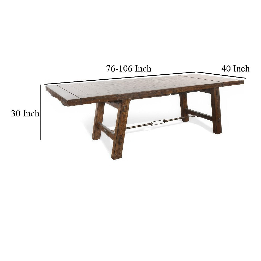 Reggie Extendable Table Brown Mahogany Wood Rectangular 76-106’’ Top BM324816