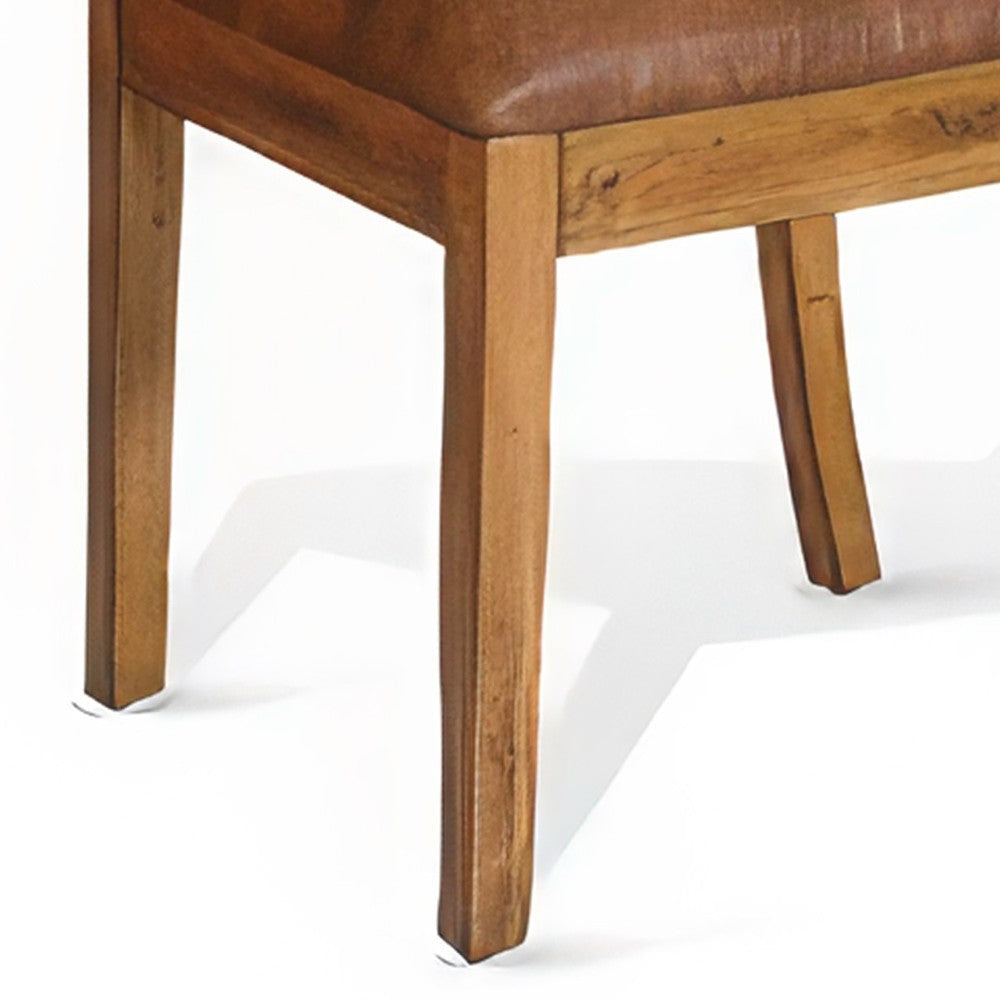 Marv Set of 2 Dining Chairs Slat Back Light Brown Microfiber Mahogany Mindi BM324819