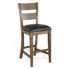Yael Barstool Chair Set of 2 Ladderback Black Microfiber Taupe Mahogany Wood BM324820