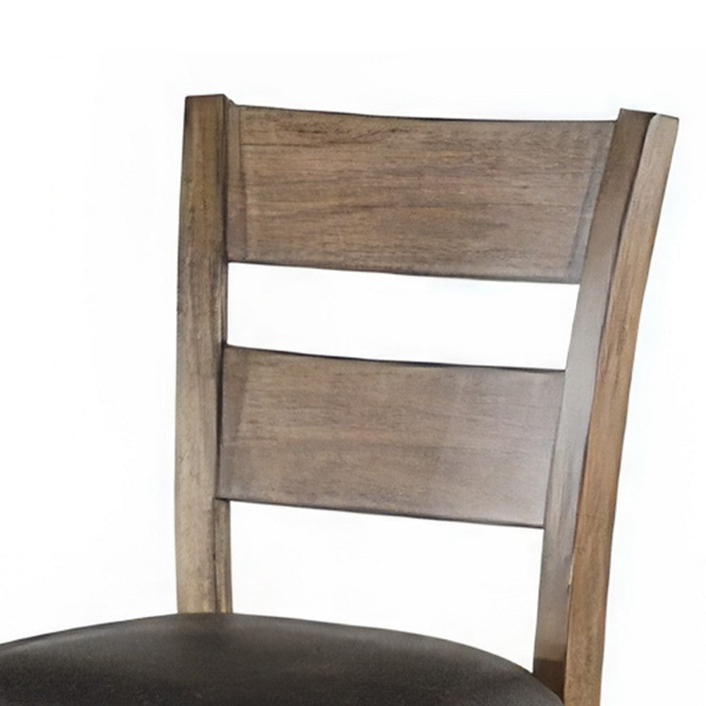 Yael Barstool Chair Set of 2 Ladderback Black Microfiber Taupe Mahogany Wood BM324820