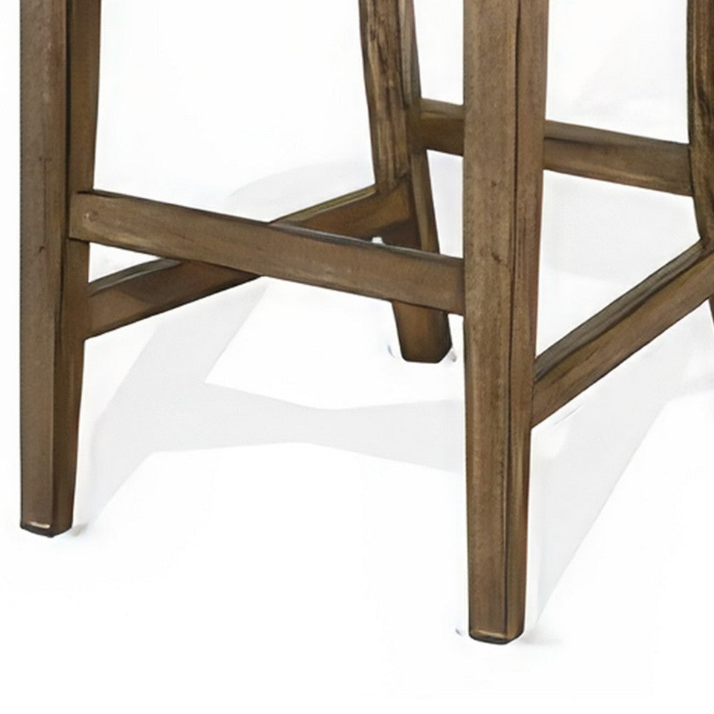 Yael Barstool Chair Set of 2 Ladderback Black Microfiber Taupe Mahogany Wood BM324820