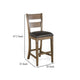 Yael Barstool Chair Set of 2 Ladderback Black Microfiber Taupe Mahogany Wood BM324820