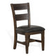 Flint Dining Chair, Ladderback, Dark Gray Fabric and Brown Mahogany