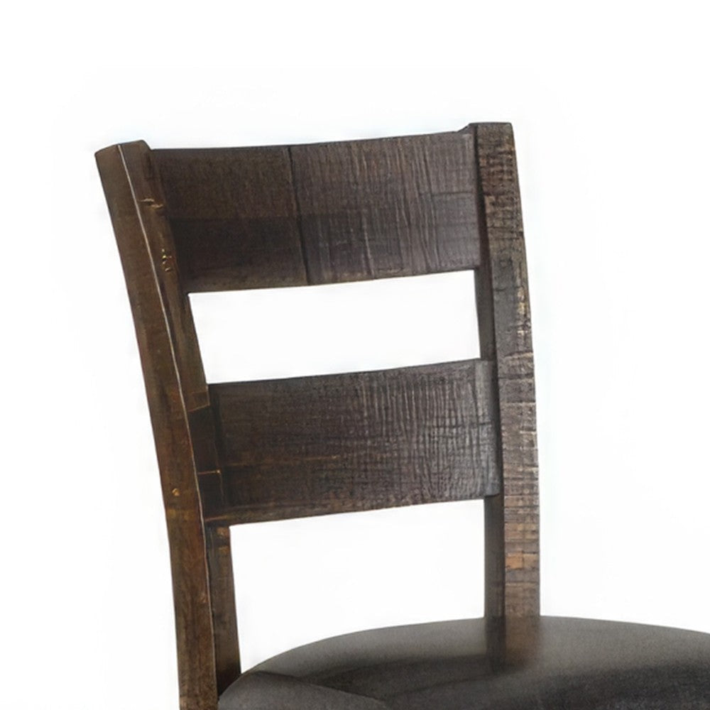 Flint Dining Chair Set of 2 Ladderback Dark Gray Fabric and Brown Mahogany BM324821
