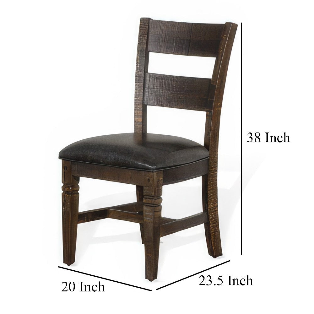 Flint Dining Chair Set of 2 Ladderback Dark Gray Fabric and Brown Mahogany BM324821
