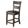Flint Set of 2 Counter Stool Chairs Ladderback Black Dark Brown Mahogany Wood BM324822