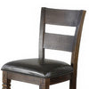 Flint Set of 2 Counter Stool Chairs Ladderback Black Dark Brown Mahogany Wood BM324822
