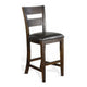 Flint Barstool Chair Set of 2 Ladderback Black Vinyl Dark Brown Mahogany BM324823