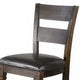 Flint Barstool Chair Set of 2 Ladderback Black Vinyl Dark Brown Mahogany BM324823