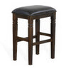 Flint Barstool Set of 2 Backless Plush Black Vinyl Seat Dark Brown Mahogany BM324824
