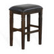 Flint Barstool Set of 2 Backless Plush Black Vinyl Seat Dark Brown Mahogany BM324824