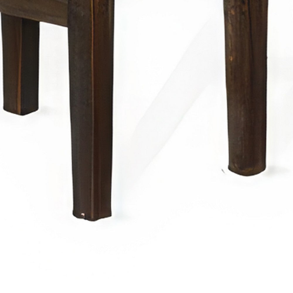 Flint Barstool Set of 2 Backless Plush Black Vinyl Seat Dark Brown Mahogany BM324824