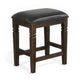 Flint Counter Stool Set of 2 Black Faux Leather Dark Brown Mahogany Wood BM324826