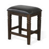 Flint Counter Stool Set of 2 Black Faux Leather Dark Brown Mahogany Wood BM324826