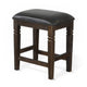 Flint Counter Stool Set of 2 Black Faux Leather Dark Brown Mahogany Wood BM324826