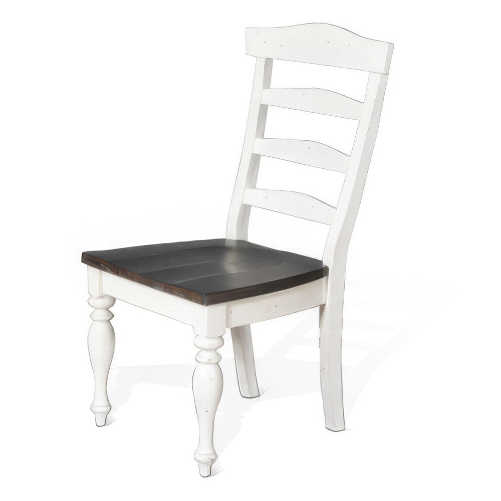 Orso Set of 2 Dining Chairs Ladderback Design White and Dark Brown Mindi Wood BM324827