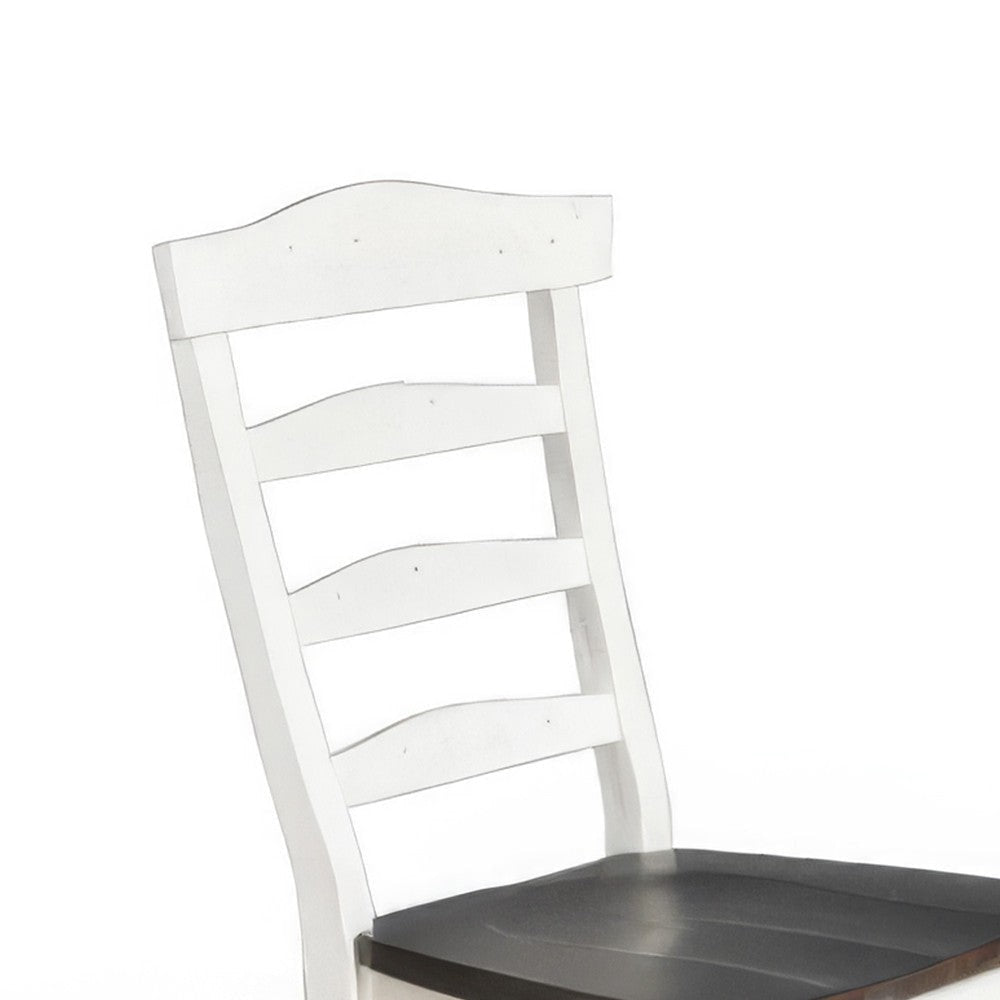 Orso Set of 2 Dining Chairs Ladderback Design White and Dark Brown Mindi Wood BM324827