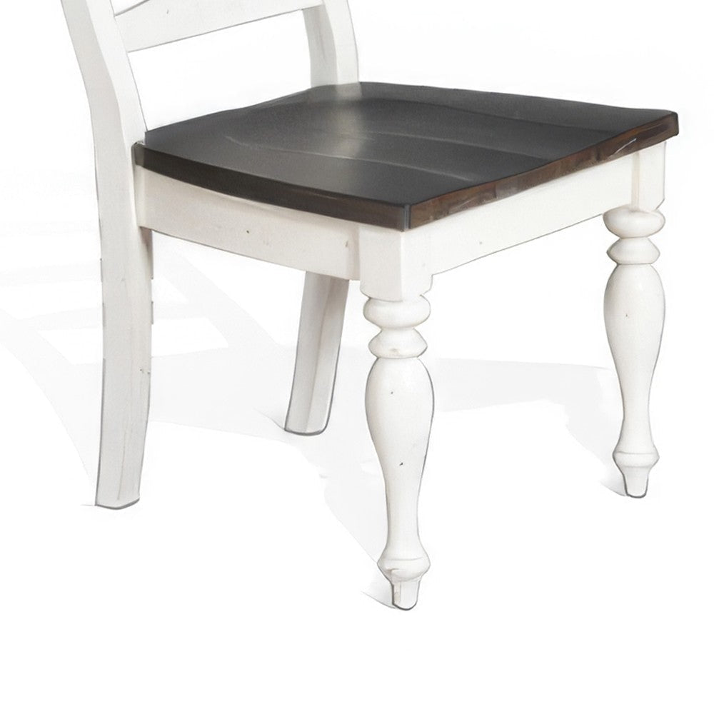 Orso Set of 2 Dining Chairs Ladderback Design White and Dark Brown Mindi Wood BM324827