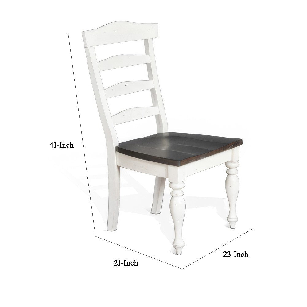 Orso Set of 2 Dining Chairs Ladderback Design White and Dark Brown Mindi Wood BM324827