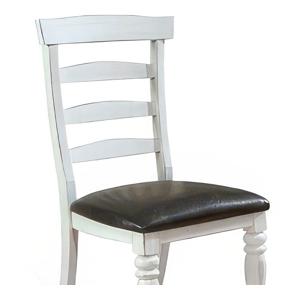 Orso Dining Chair Set of 2 Ladderback Design White Brown Mindi Wood BM324832