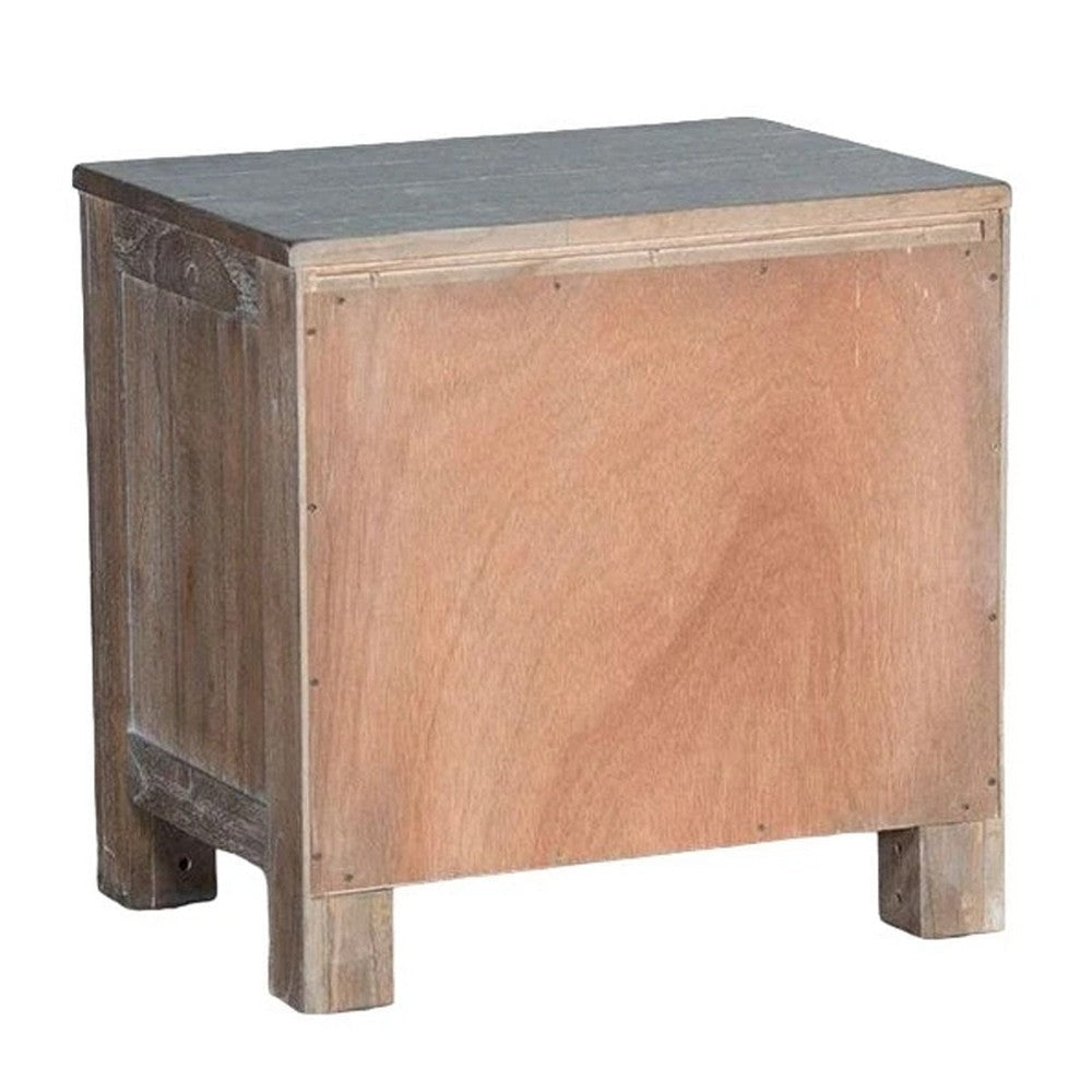 Remi Nightstand 2 Drawers Metal Handles Rustic Light Brown BM324835
