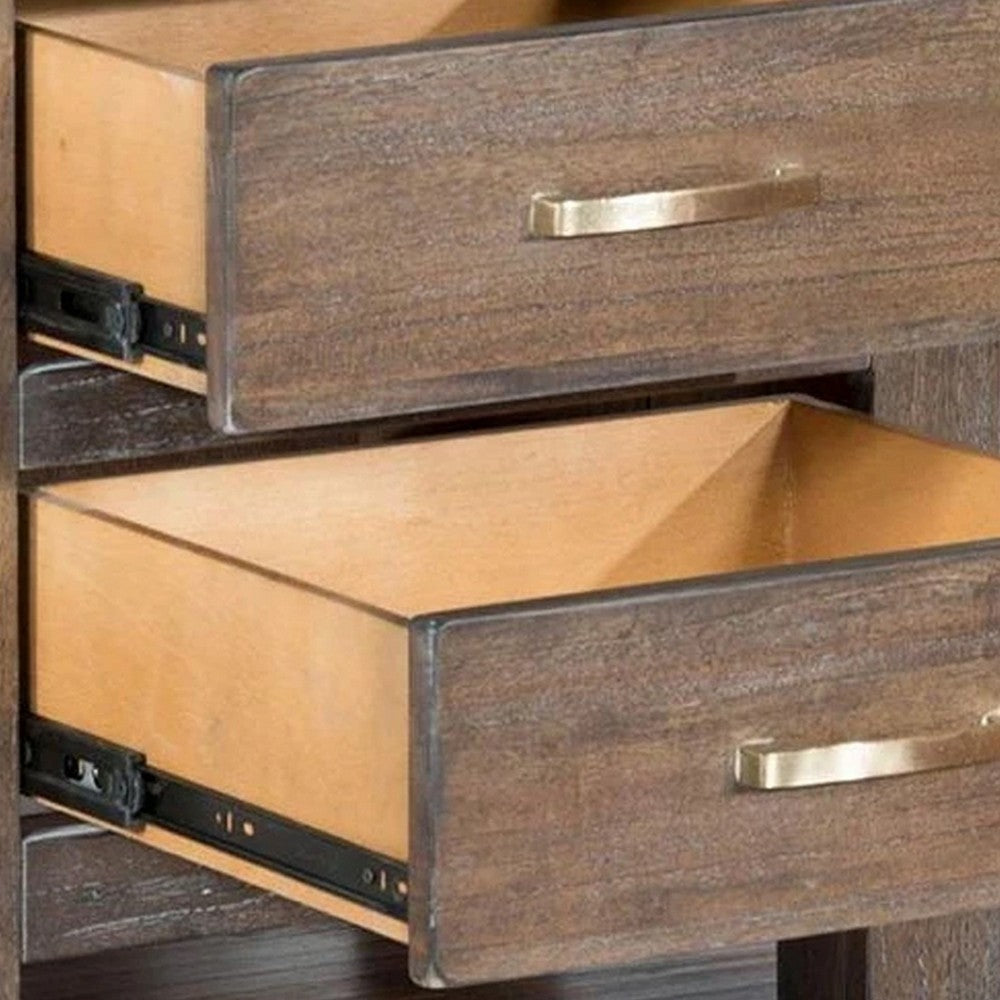 Remi Nightstand 2 Drawers Metal Handles Rustic Light Brown BM324835