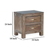 Remi Nightstand 2 Drawers Metal Handles Rustic Light Brown BM324835