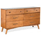 Amy Wide Dresser, 6 Drawers, Metal Handles, 60" Orange Brown