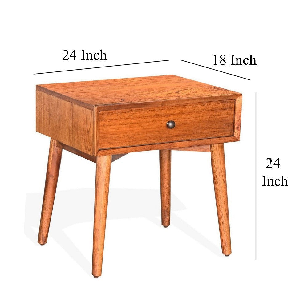 Amy Nightstand w Drawer Metal Handle 60’’ Orange Brown BM324842