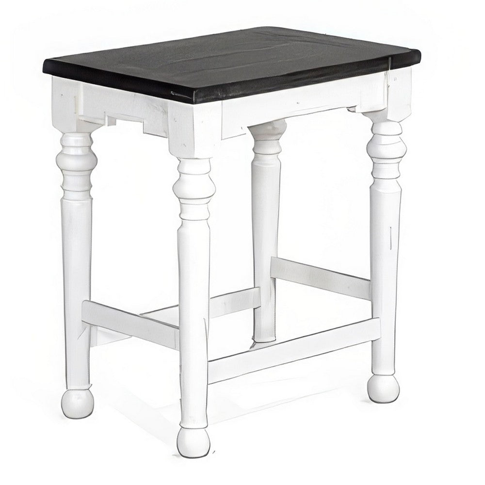 Orso Counter Height Stool Set of 2, White, Dark Brown Mahogany Wood