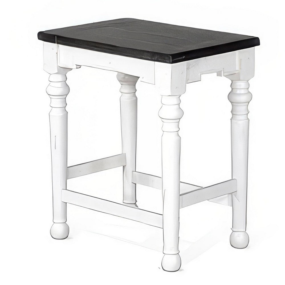 Orso Counter Height Stool Set of 2, White, Dark Brown Mahogany Wood