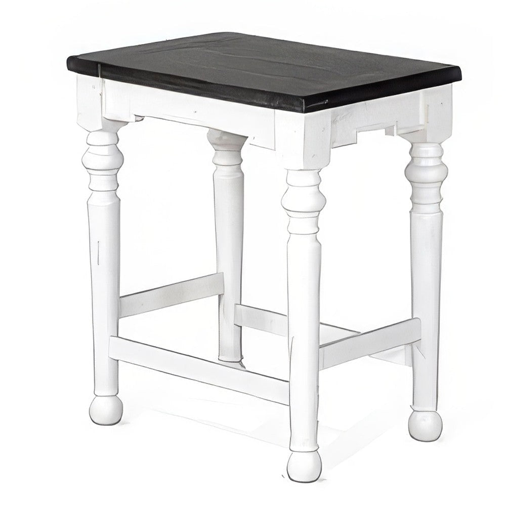 Orso Counter Height Stool Set of 2 White Dark Brown Mahogany Wood BM324844