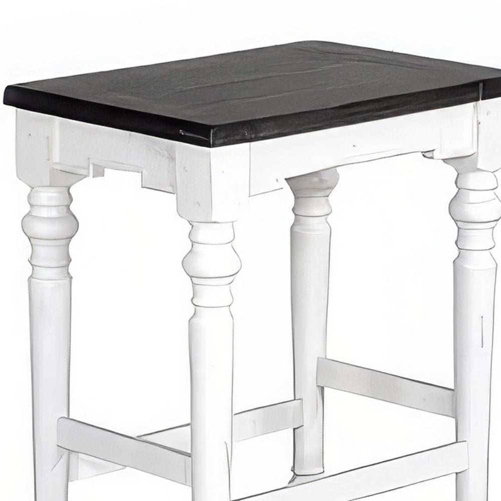 Orso Counter Height Stool Set of 2, White, Dark Brown Mahogany Wood
