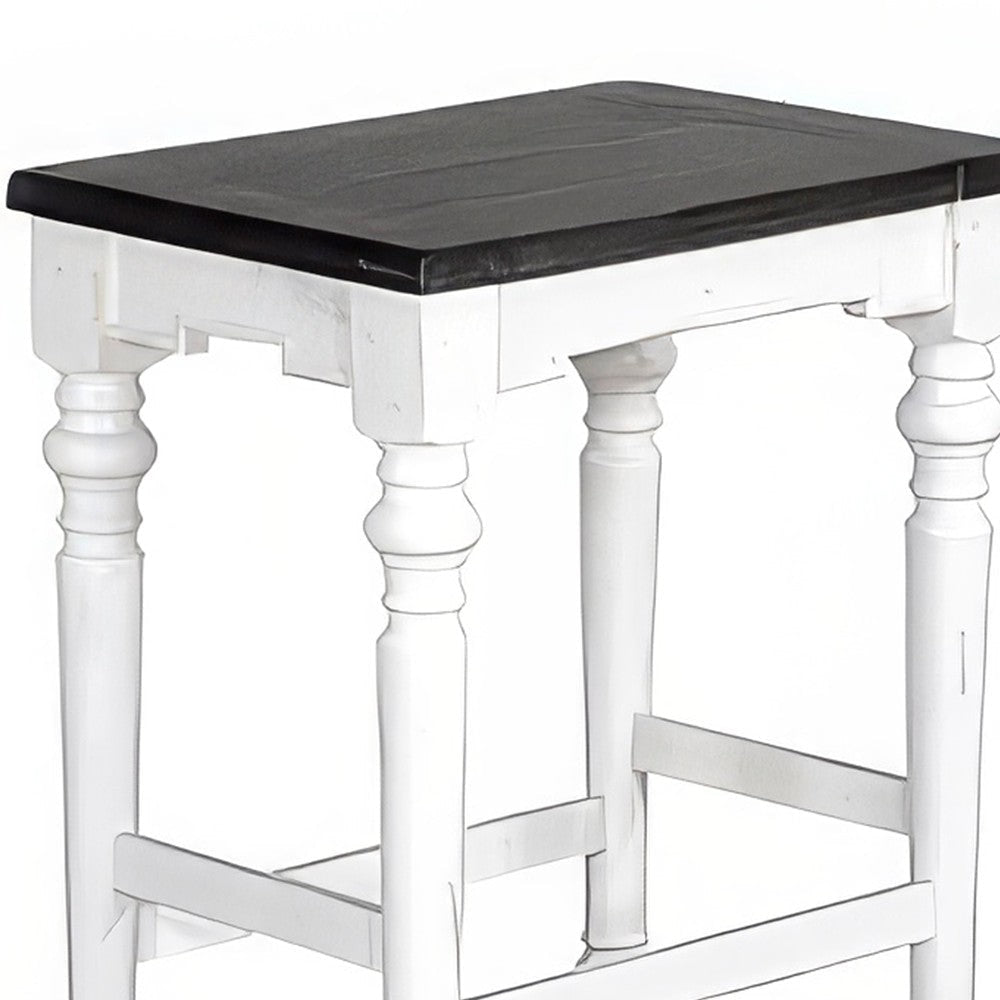 Orso Counter Height Stool Set of 2 White Dark Brown Mahogany Wood BM324844