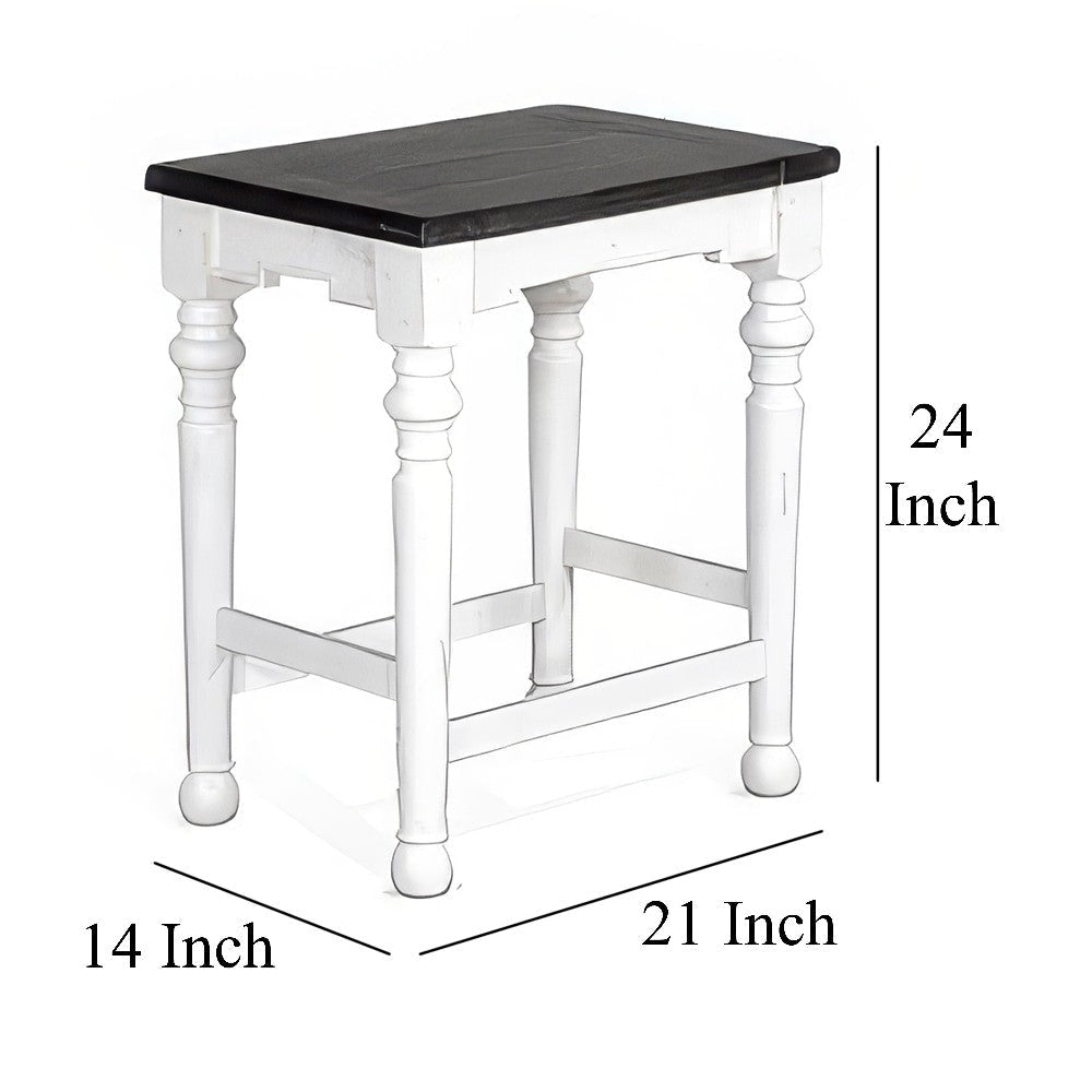 Orso Counter Height Stool Set of 2 White Dark Brown Mahogany Wood BM324844