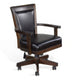 Flint Rolling Swivel Game Chair Black Faux Leather Dark Brown Wood BM324845