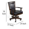 Flint Rolling Swivel Game Chair Black Faux Leather Dark Brown Wood BM324845