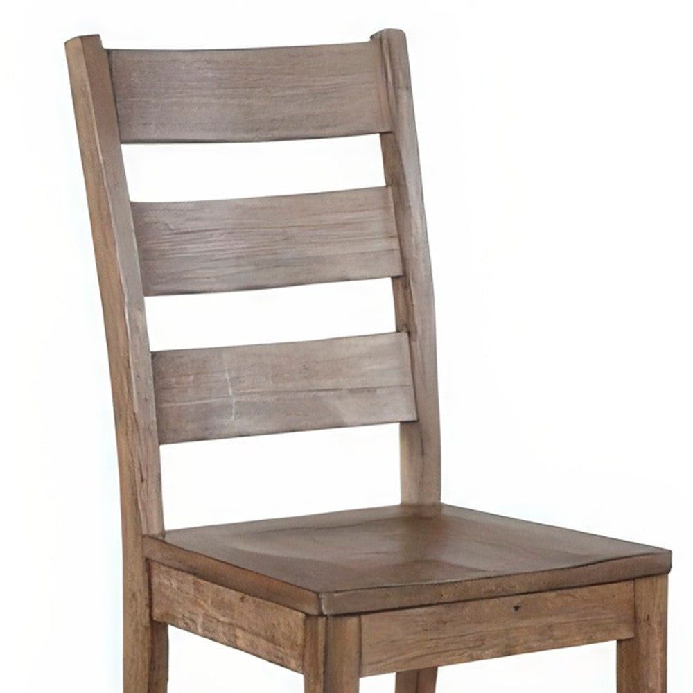 Yael Dining Chair Set of 2 Ladderback Design Light Brown Mahogany BM324847