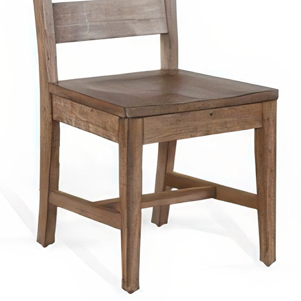 Yael Dining Chair Set of 2 Ladderback Design Light Brown Mahogany BM324847