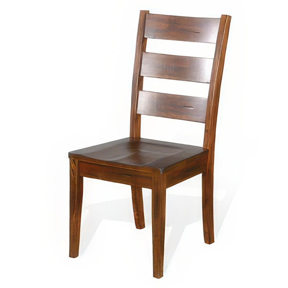 Reggie Dining Chair Set of 2 Ladderback Dark Brown Mahogany Wood BM324848