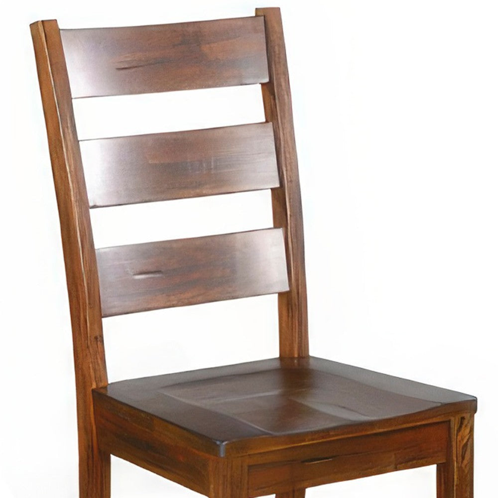 Reggie Dining Chair Set of 2 Ladderback Dark Brown Mahogany Wood BM324848