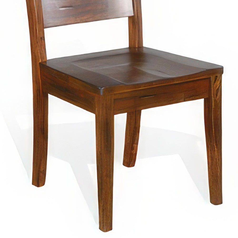 Reggie Dining Chair Set of 2 Ladderback Dark Brown Mahogany Wood BM324848