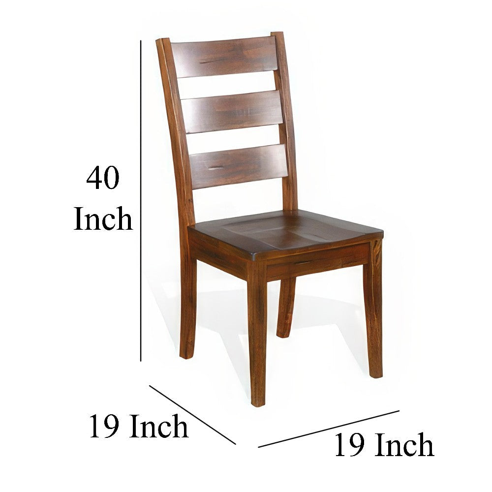 Reggie Dining Chair Set of 2 Ladderback Dark Brown Mahogany Wood BM324848