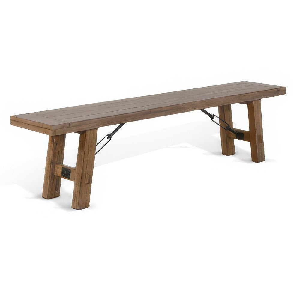 Yael Bench, 72" Light Brown Mindi and Mahogany, Turnbuckle Accents