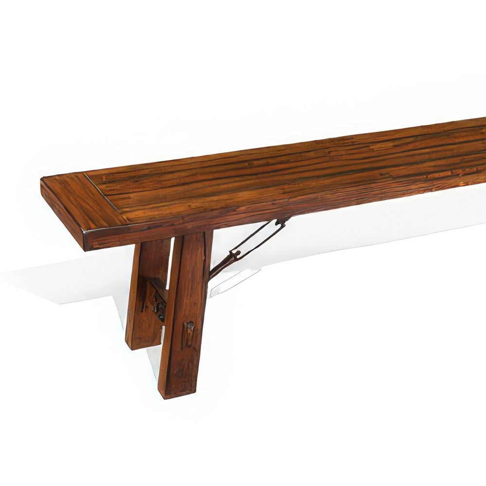Reggie Bench 72’’ Brown Mahogany Wood Metal Turnbuckle Accent Design BM324853
