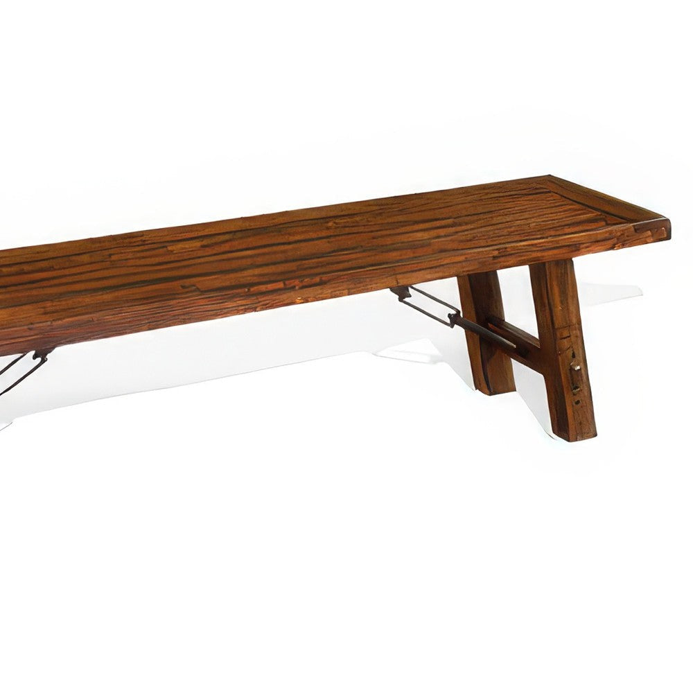 Reggie Bench 72’’ Brown Mahogany Wood Metal Turnbuckle Accent Design BM324853