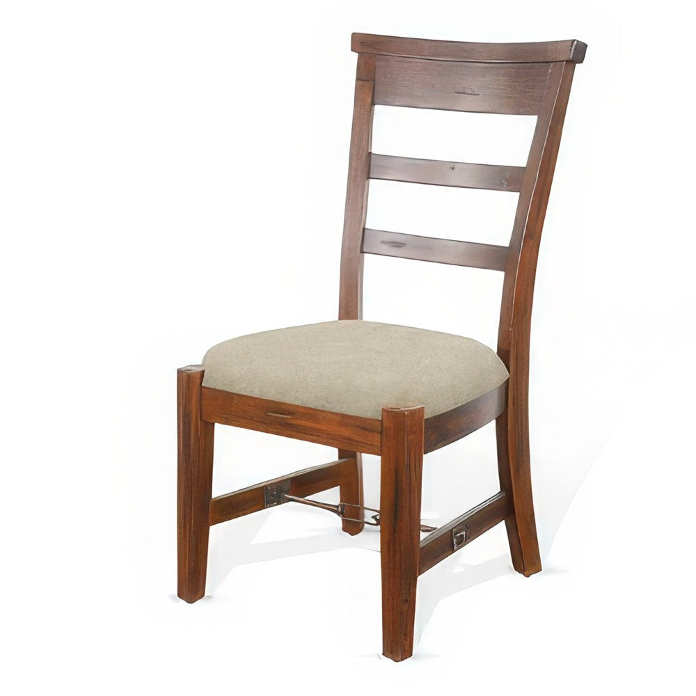 Reggie Side Dining Chair Set of 2 Ladderback Beige Brown Mahogany BM324854